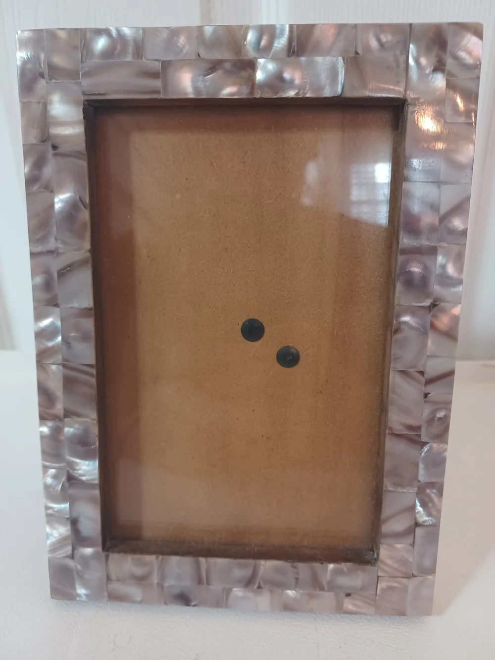 Vintage Mother of Pearl Mosaic Picture Frames Set of 2 Iridescent Shell Boho